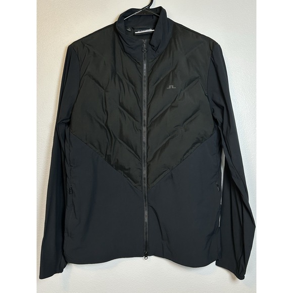 J Lindeberg Jacket Womens Medium Black Hybrid Golf Quilted Shield Full Zip Golf